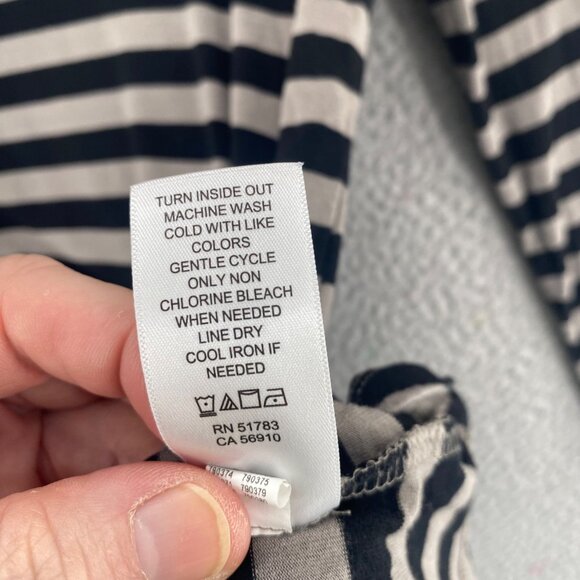 Maurices Top Womens Small Gray Black Striped 24/7 Long Sleeve Stretch Pullover* - Picture 8 of 11